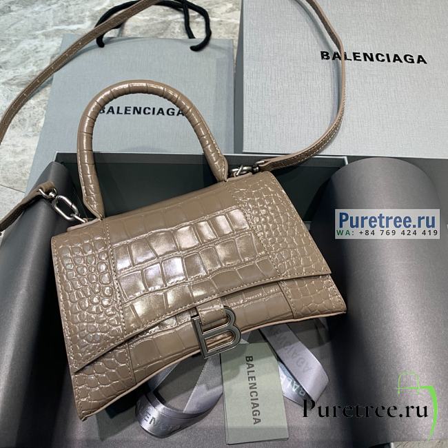 BALENCIAGA | Hourglass Small Handbag Crocodile In Brown - 23 x 10 x 14cm - 1