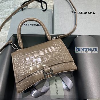 BALENCIAGA | Hourglass Small Handbag Crocodile In Brown - 23 x 10 x 14cm