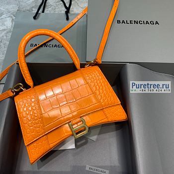 BALENCIAGA | Hourglass Small Handbag Crocodile In Orange - 23 x 10 x 14cm