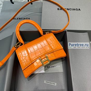 BALENCIAGA | Hourglass XS Handbag Crocodile In Orange - 19 x 8 x 21cm