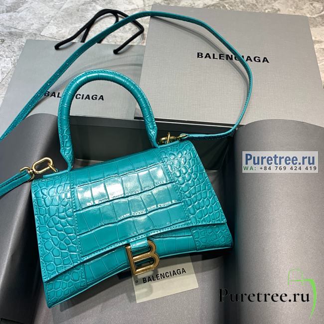 BALENCIAGA | Hourglass Small Handbag Crocodile In Light Blue - 23 x 10 x 14cm - 1