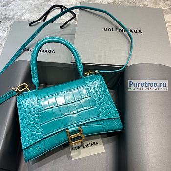 BALENCIAGA | Hourglass Small Handbag Crocodile In Light Blue - 23 x 10 x 14cm