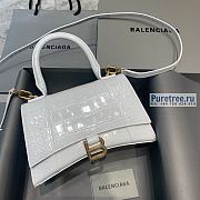BALENCIAGA | Hourglass Small Handbag Crocodile In White - 23 x 10 x 14cm - 1