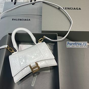 BALENCIAGA | Hourglass XS Handbag Crocodile In White - 19 x 8 x 21cm