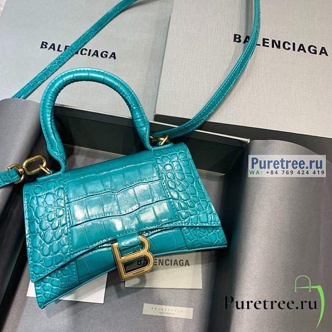 BALENCIAGA | Hourglass XS Handbag Crocodile In Light Blue - 19 x 8 x 21cm - 1