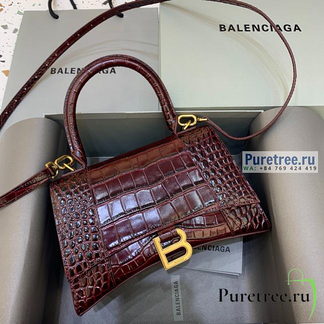 BALENCIAGA | Hourglass Small Handbag Crocodile In Red - 23 x 10 x 14cm - 1