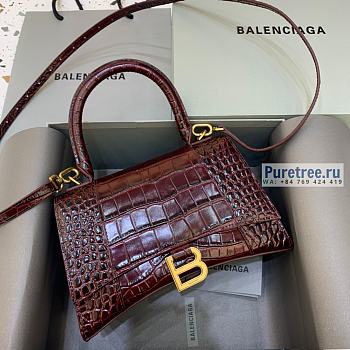 BALENCIAGA | Hourglass Small Handbag Crocodile In Red - 23 x 10 x 14cm