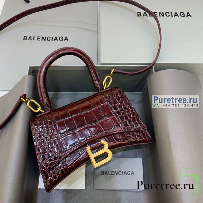 BALENCIAGA | Hourglass XS Handbag Crocodile In Red - 19 x 8 x 21cm - 1