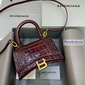 BALENCIAGA | Hourglass XS Handbag Crocodile In Red - 19 x 8 x 21cm