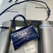 BALENCIAGA | Hourglass XS Handbag Crocodile In Navy Blue - 19 x 8 x 21cm - 6