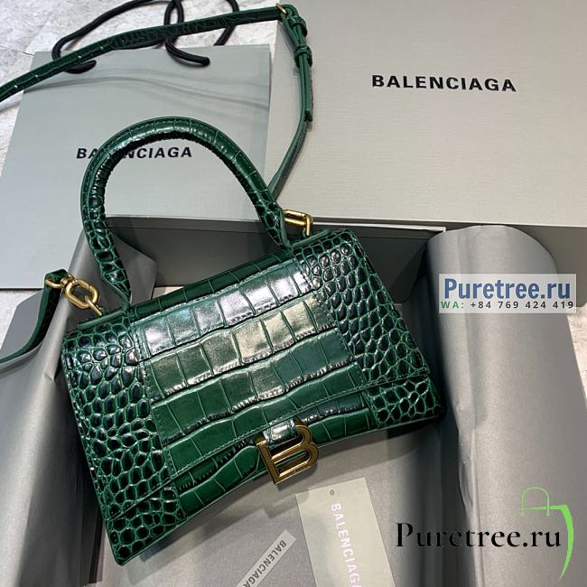 BALENCIAGA | Hourglass Small Handbag Crocodile In Green - 23 x 10 x 14cm - 1