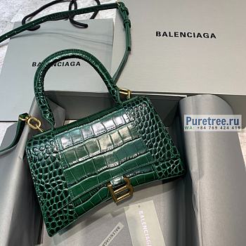 BALENCIAGA | Hourglass Small Handbag Crocodile In Green - 23 x 10 x 14cm