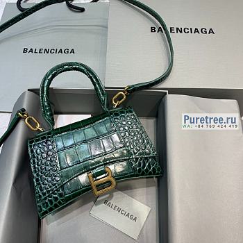 BALENCIAGA | Hourglass XS Handbag Crocodile In Green - 19 x 8 x 21cm