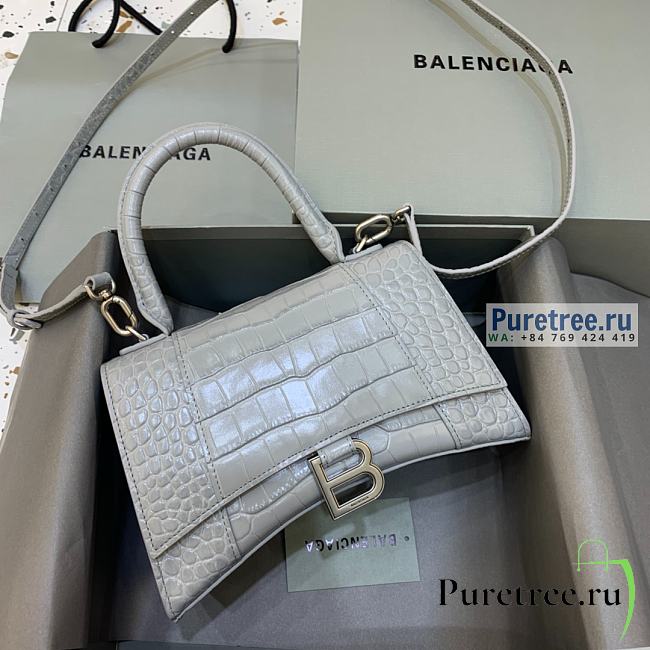 BALENCIAGA | Hourglass Small Handbag Crocodile In Gray - 23 x 10 x 14cm - 1