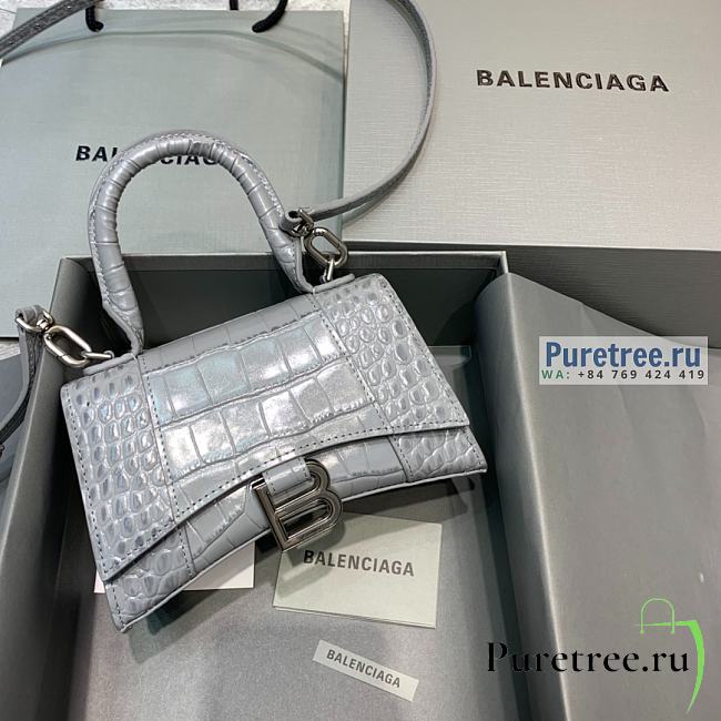 BALENCIAGA | Hourglass XS Handbag Crocodile In Gray - 19 x 8 x 21cm - 1