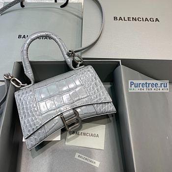 BALENCIAGA | Hourglass XS Handbag Crocodile In Gray - 19 x 8 x 21cm