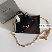 BALENCIAGA | Hourglass Mini Handbag Crocodile In Black - 11.5 x 14 x 4.5cm - 1