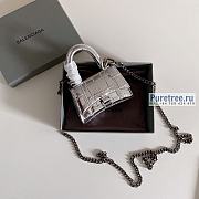 BALENCIAGA | Hourglass Mini Handbag Crocodile In Silver - 11.5 x 14 x 4.5cm - 1