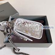 BALENCIAGA | Hourglass Mini Handbag Crocodile In Silver - 11.5 x 14 x 4.5cm - 5