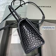 BALENCIAGA | Hourglass Small Handbag Crocodile In Black - 23 x 10 x 14cm - 2