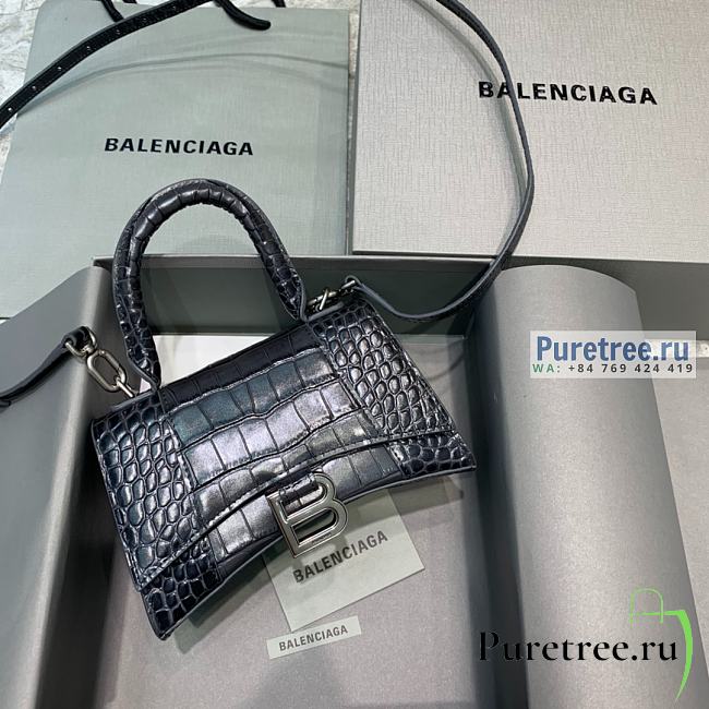BALENCIAGA | Hourglass XS Handbag Crocodile In Black - 19 x 8 x 21cm - 1