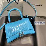 BALENCIAGA | Hourglass Small Handbag Crocodile In Blue - 23 x 10 x 14cm - 1