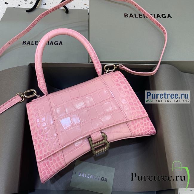 BALENCIAGA | Hourglass Small Handbag Crocodile In Light Pink - 23 x 10 x 14cm - 1