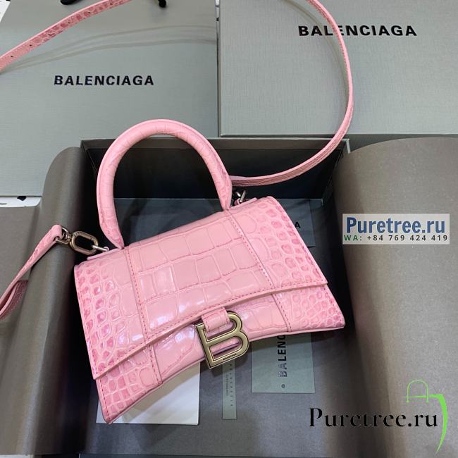 BALENCIAGA | Hourglass XS Handbag Crocodile In Light Pink - 19 x 8 x 21cm - 1