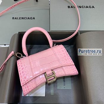 BALENCIAGA | Hourglass XS Handbag Crocodile In Light Pink - 19 x 8 x 21cm