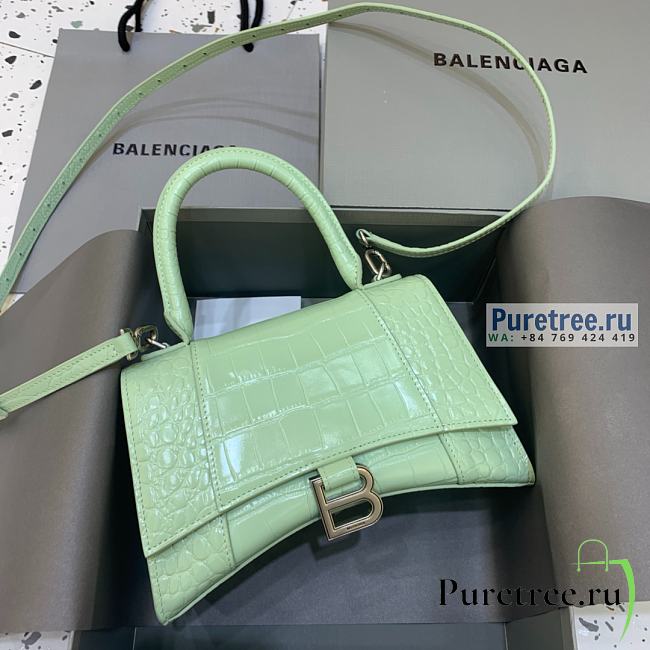 BALENCIAGA | Hourglass Small Handbag Crocodile In Light Green - 23 x 10 x 14cm - 1