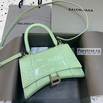BALENCIAGA | Hourglass Small Handbag Crocodile In Light Green - 23 x 10 x 14cm