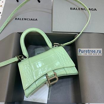 BALENCIAGA | Hourglass XS Handbag Crocodile In Light Green - 19 x 8 x 21cm