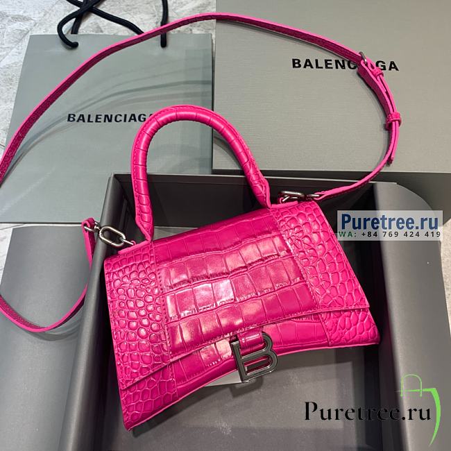 BALENCIAGA | Hourglass Small Handbag Crocodile In Bright Pink - 23 x 10 x 14cm - 1