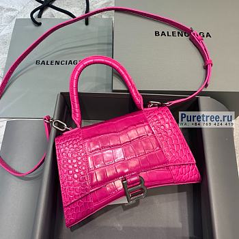 BALENCIAGA | Hourglass Small Handbag Crocodile In Bright Pink - 23 x 10 x 14cm
