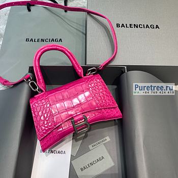 BALENCIAGA | Hourglass XS Handbag Crocodile In Bright Pink - 19 x 8 x 21cm