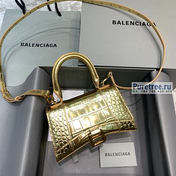 BALENCIAGA | Hourglass XS Handbag Crocodile In Gold - 19 x 8 x 21cm