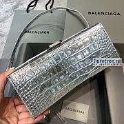 BALENCIAGA | Hourglass Small Handbag Crocodile In Silver - 23 x 10 x 14cm - 5