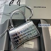 BALENCIAGA | Hourglass Small Handbag Crocodile In Silver - 23 x 10 x 14cm - 3