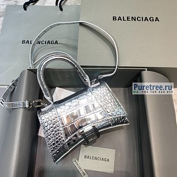 BALENCIAGA | Hourglass XS Handbag Crocodile In Silver - 19 x 8 x 21cm