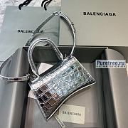 BALENCIAGA | Hourglass XS Handbag Crocodile In Silver - 19 x 8 x 21cm - 5