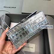 BALENCIAGA | Hourglass XS Handbag Crocodile In Silver - 19 x 8 x 21cm - 2