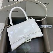 BALENCIAGA | Hourglass Small Handbag Shiny Box Calfskin All White - 23 x 10 x 14cm - 1
