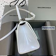 BALENCIAGA | Hourglass Small Handbag Shiny Box Calfskin All White - 23 x 10 x 14cm - 4