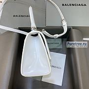 BALENCIAGA | Hourglass XS Handbag Shiny Box Calfskin All White - 19 x 8 x 21cm - 3