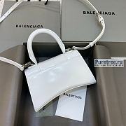 BALENCIAGA | Hourglass XS Handbag Shiny Box Calfskin All White - 19 x 8 x 21cm - 2