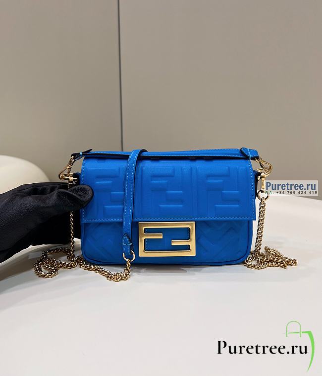 FENDI | Baguette Blue Nappa Leather Bag - 19 x 11.5 x 4cm - 1