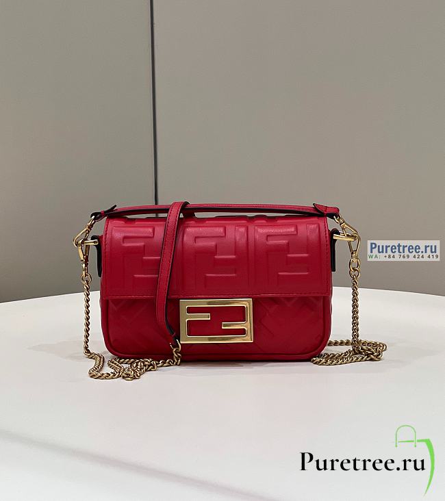 FENDI | Baguette Red Nappa Leather Bag - 19 x 11.5 x 4cm - 1