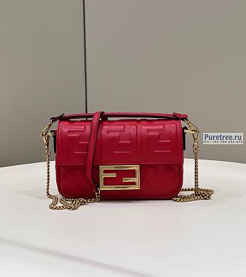 FENDI | Baguette Red Nappa Leather Bag - 19 x 11.5 x 4cm