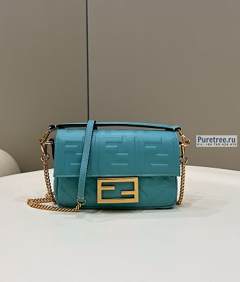 FENDI | Baguette Light Blue Nappa Leather Bag - 19 x 11.5 x 4cm