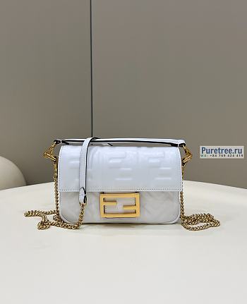 FENDI | Baguette Light White Nappa Leather Bag - 19 x 11.5 x 4cm